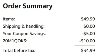 an amazon order summary ending in $34.99