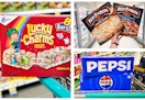 cereal bars pizza soda collage