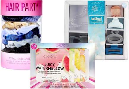 3 Hair Tie, Claw Hair Clips, and Masks Gift Sets