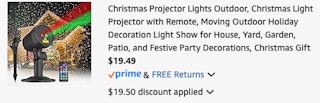 Christmas Projector Light Amazon receipt