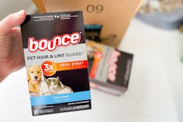 Bounce Pet Hair Remover 180-Count Dryer Sheets, Just $8 on Amazon card image