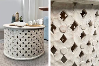 2 lifestyle photos of the Urban Port Coffee Table (one close up shot)