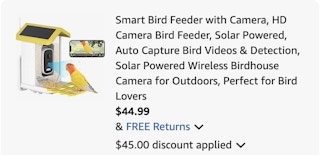 bird feeder Amazon receipt