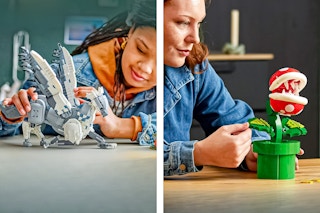 Harry Potter + Super Mario Lego Building Sets (2 lifestyle images of people building them)