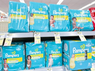 pampers diapers on walgreens shelf