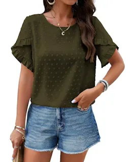 PRETTYGARDEN Women's Swiss Dot Top