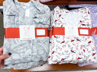 two sets of 2-piece women's pj sets next to each other