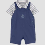 Baby Striped Overalls Set