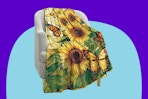 Jekeno Sunflower Gifts Blanket on a purple background.