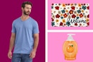 George men's tee, floral welcome mat, SoftSoap hand soap