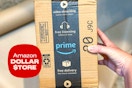 an amazon box being held