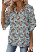 V-Neck Half-Sleeve Top