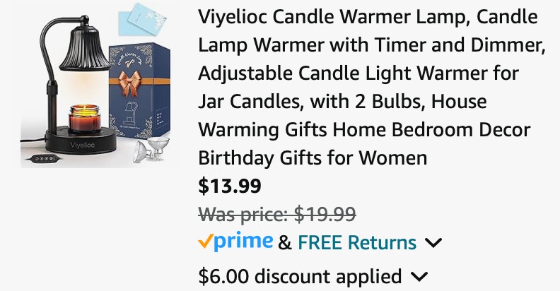 Viyelioc Candle Warmer Lamp, Candle Lamp