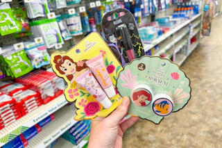 hand holding disney cosmetics at dollar tree