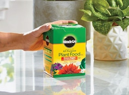 a hand holding a box of plant food