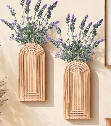 Wooden Wall Vase Set