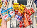 grocery items in walgreens shopping cart