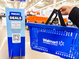 Walmart Deals Event signage with dates June 22-28 on the board