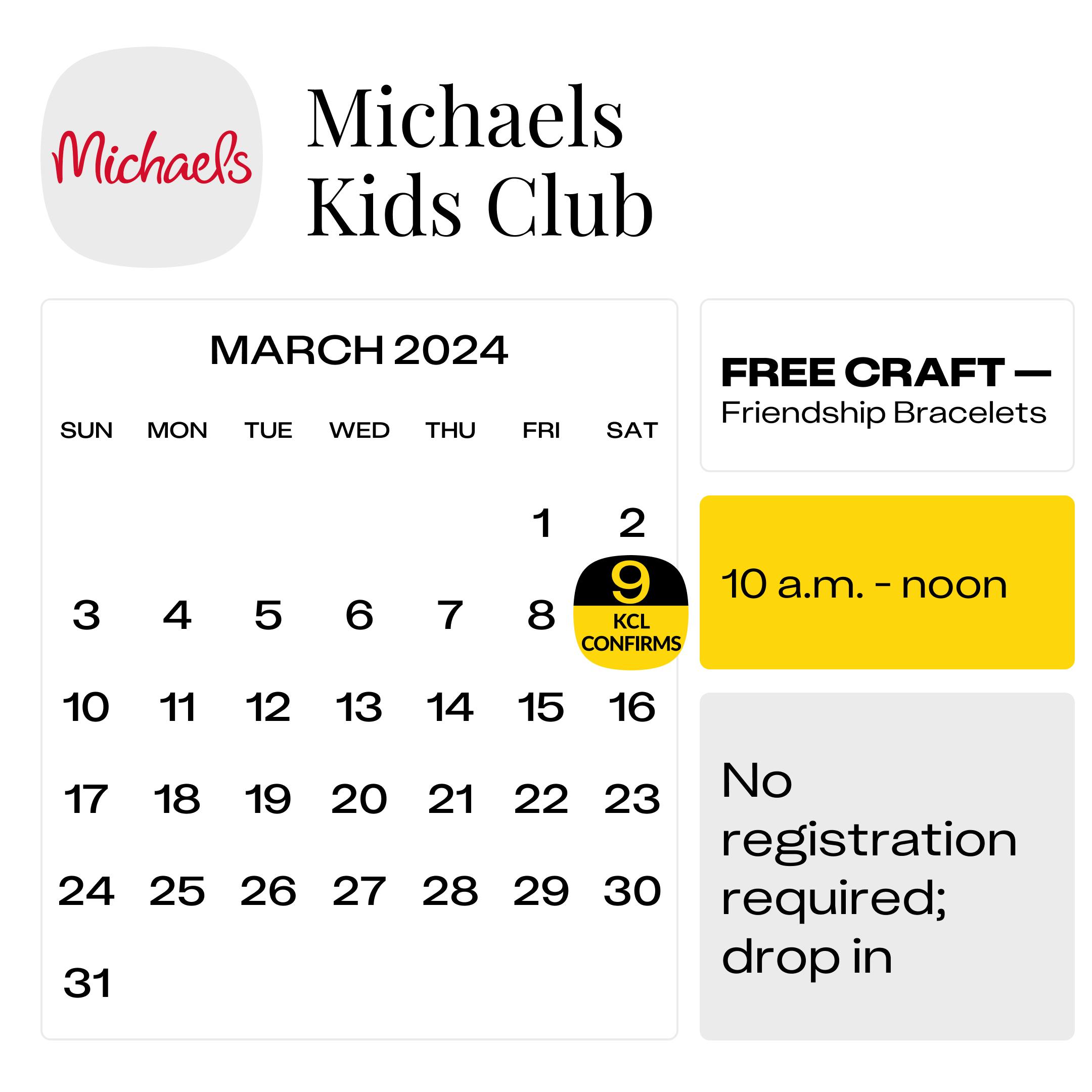 Tips For Michaels Free Craft Classes March 2024 The Krazy Coupon Lady   Michaels Kids Club March 9 