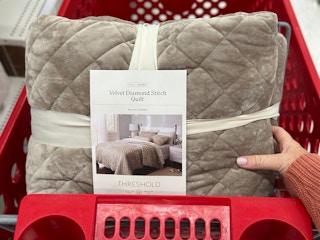 threshold quilt sitting in a target cart