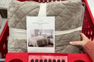 threshold quilt sitting in a target cart