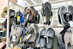 men's sandals sitting on a target shelf