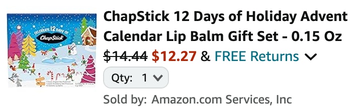 screenshot of $12.27 chapstick advent calendar