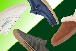 shoes on a split background