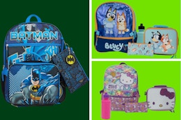 5-Piece Backpack Sets, Now $21 at JCPenney: Batman, Bluey, and More card image