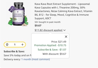kava kava root extract Amazon receipt