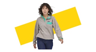 woman wearing a patagonia fleece pullover