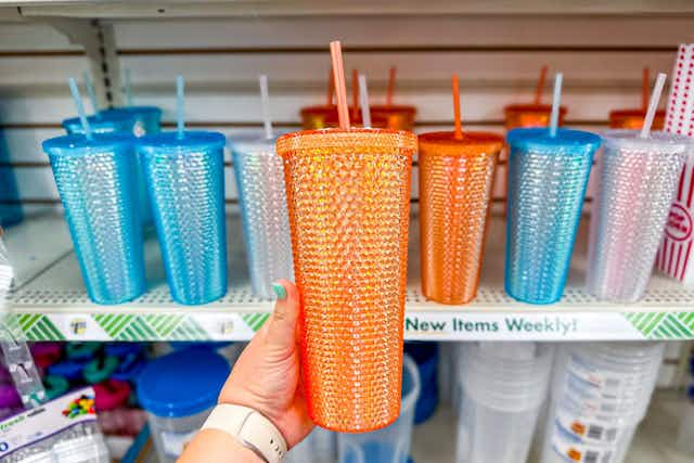 Starbucks-Inspired Studded Tumblers, Only $1.25 at Dollar Tree card image