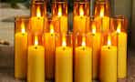 flameless candles on a table