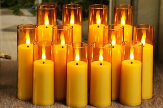 flameless candles on a table