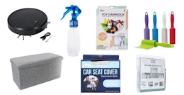 collage of cleaning and organizing solutions from five below