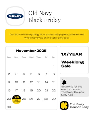 Old Navy Black Friday sale 2025 Dates