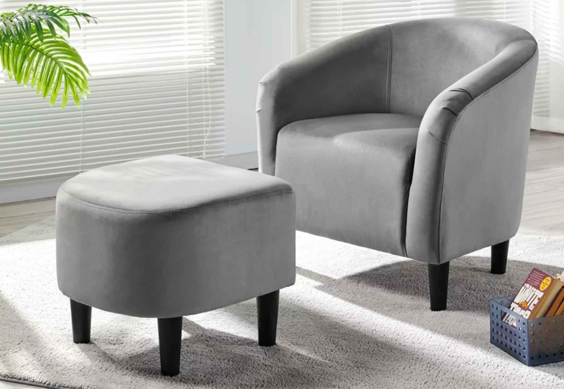 This Barrel Accent Chair With Ottoman Is on Rollback for $102 at Walmart
