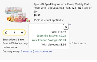 Spindrift Amazon receipt
