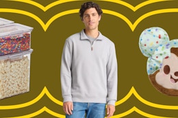 The Home Edit storage, Men's sweatshirt, and Disney plush