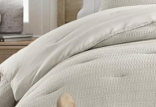 beige waffle textured comforter