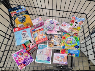 stocking stuffers in a cart