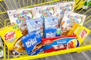 dollar general shopping basket full of breakfast foods