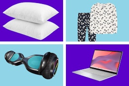 memory foam pillows, carter's pajamas, jetson hoverboard, and chromebook