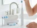 a toothbrush set on a counter