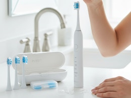 a toothbrush set on a counter