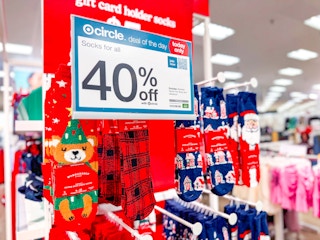 wondershop holiday socks sitting on a target shelf