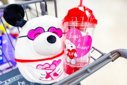 snoopy valentine's day squishmallow with domed cup in walgreens cart