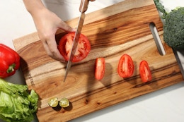 an acacia wood cutting board