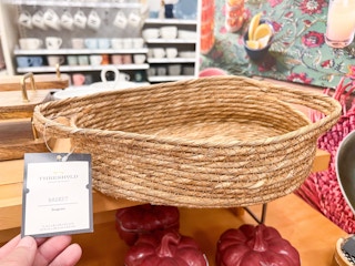 Threshold seagrass basket sitting on a Target shelf