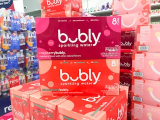 bubly sparkling water packs stacked on display at target